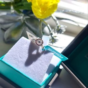 Effy NWTs 18KT Gold Over Sterling Silver Rainbow Diamond and Sapphire Ring